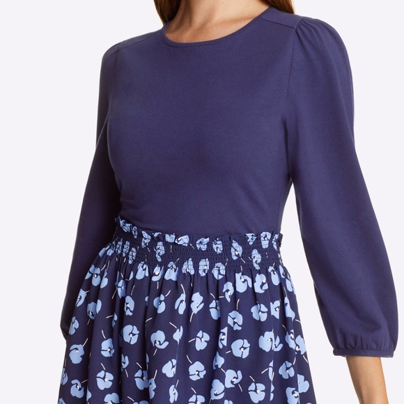 Draper James Navy and Blue Patterned Mini Dress - Picture 2 of 10